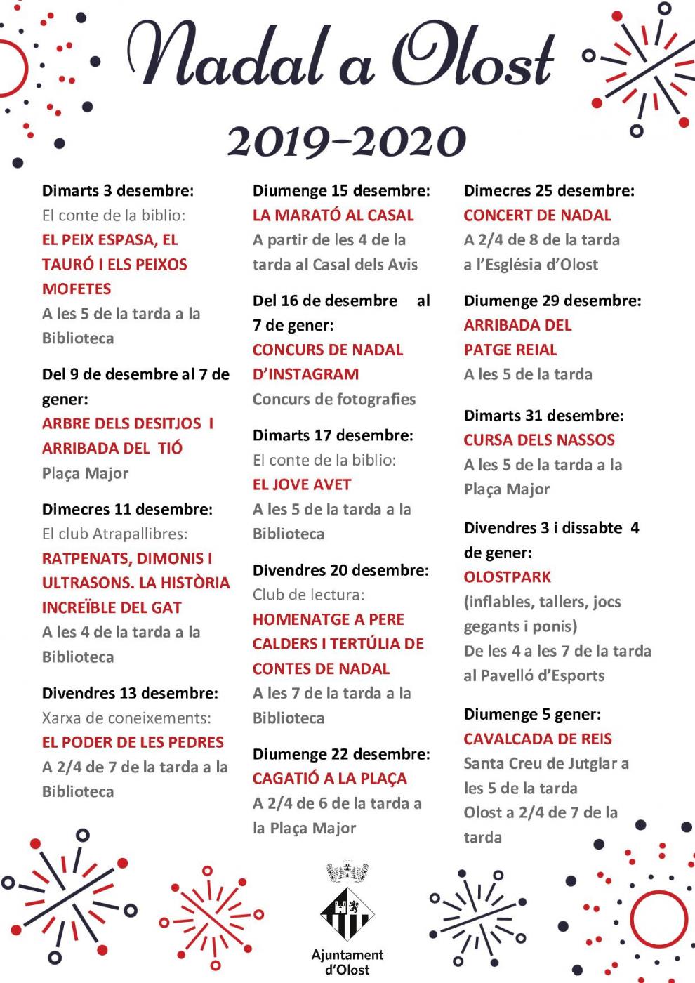 Actes de les festes de Nadal a Olost i Santa Creu